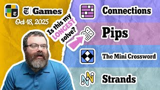 NYT Connections, Pips, Mini Crossword, and Strands | Oct 18, 2025