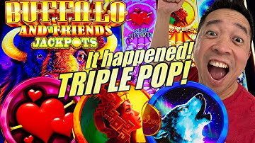 OMG!! RARE TRIPLE POP FEATURE! BUFFALO AND FRIENDS JACKPOTS Slot Machine (ARISTOCRAT GAMING)