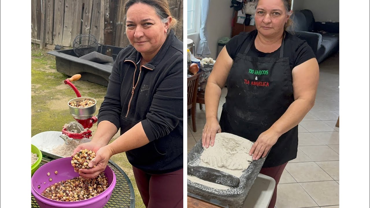Poniendo nixtamal y haciendo tortillas
