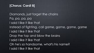 Cardi b - i like it feat. j balvin & bad bunny (official lyrics). all
rights for the song belong to b.