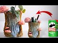 Upcycling Pringles Can - Easy DIY Beautiful Tree Trunk Vase/ Pencil Holder