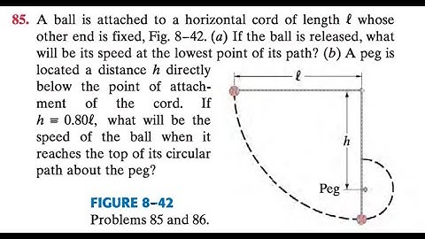 A ball is attached to a horizontal cord of length whose other end is fixed, Fig. If the ball is rel