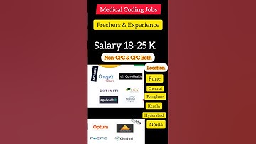 Medical Coding Jobs Freshers & Experience Both | Salary 18-25 K | Non-CPC & CPC Both #medicalcoding