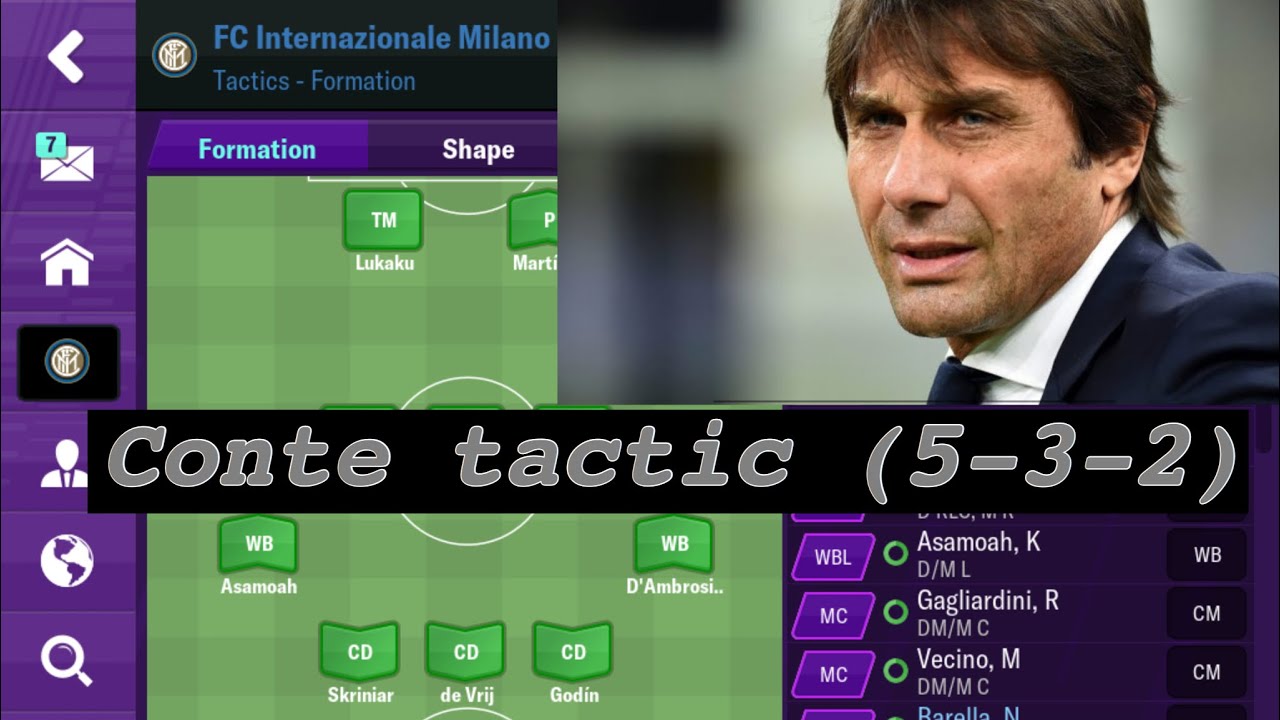 Antonio Conte’s tactic 5-3-2 on FM 2020