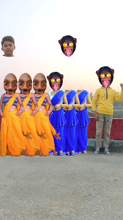 Yellow vs blue bhabhi correct head matching with tu radha meri main shyam tera songs 😆 😆 #shorts