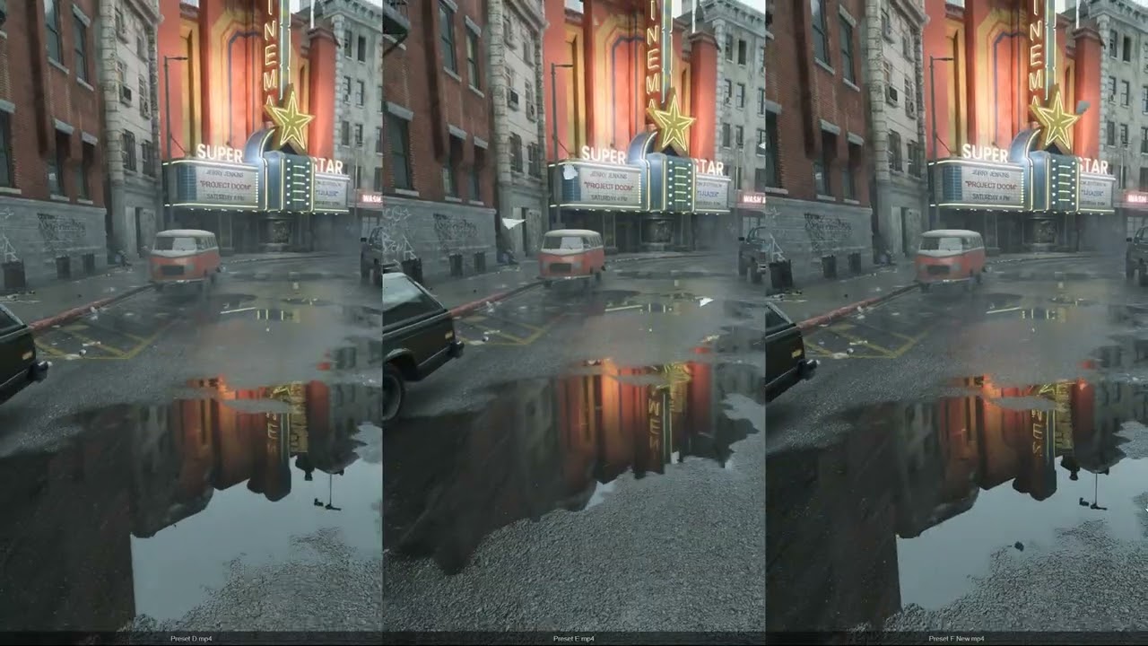DLSS Ray Reconstruction 4.5 comparison. Preset D vs E vs F -  Robocop reflections
