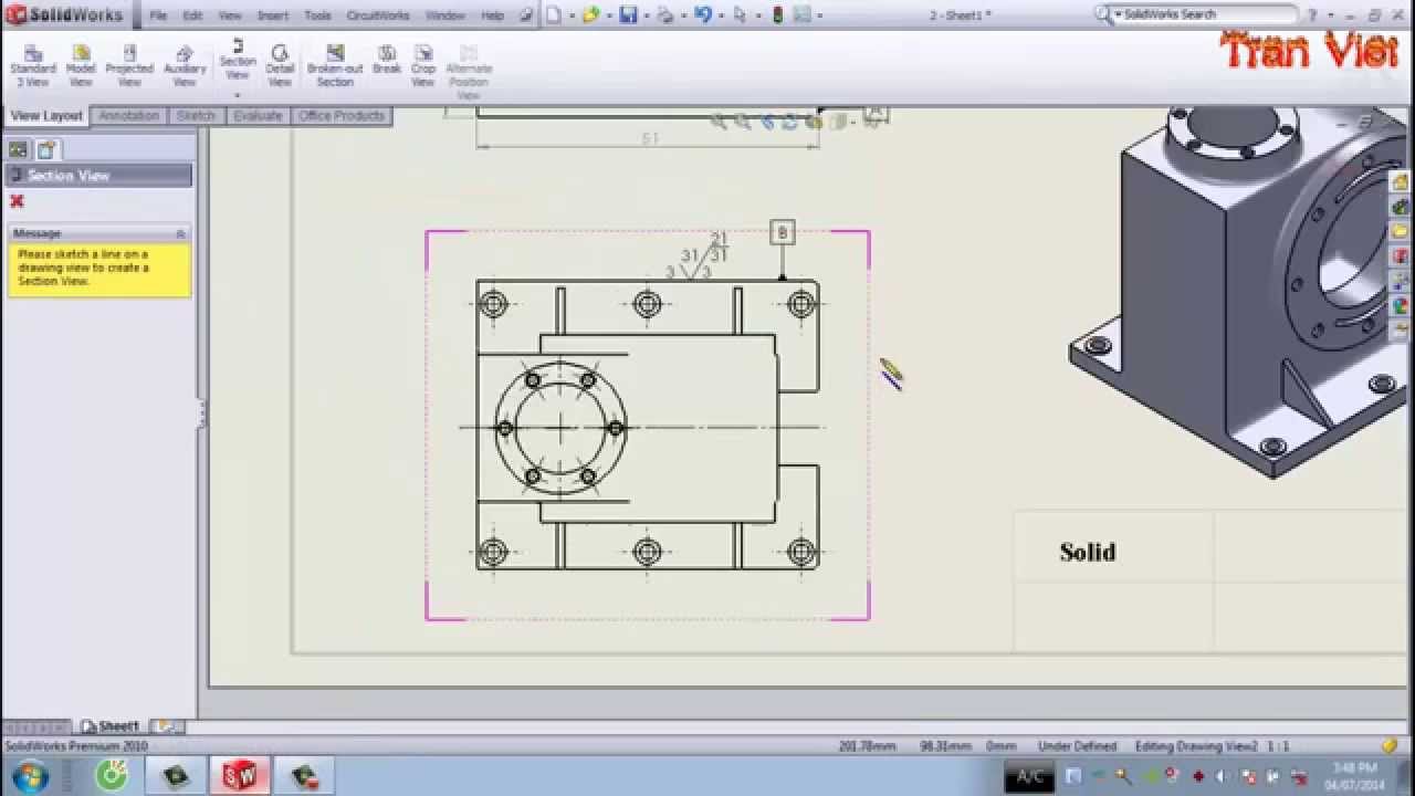 Hướng dẫn xuất bản vẽ 2D trên SolidWorks – Bài 2