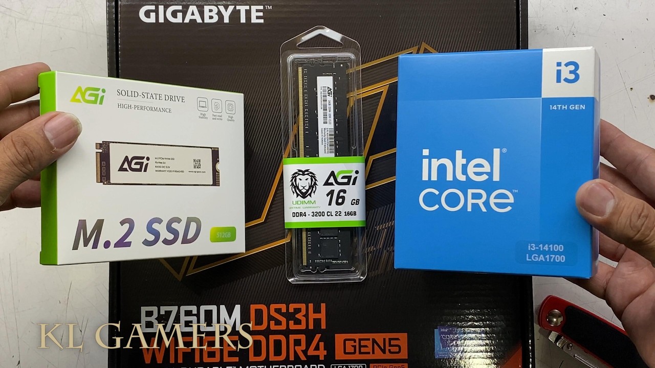 intel Core i3 14100 GIGABYTE B760M DS3H WIFI6E DDR4 GEN5 AGi SSD