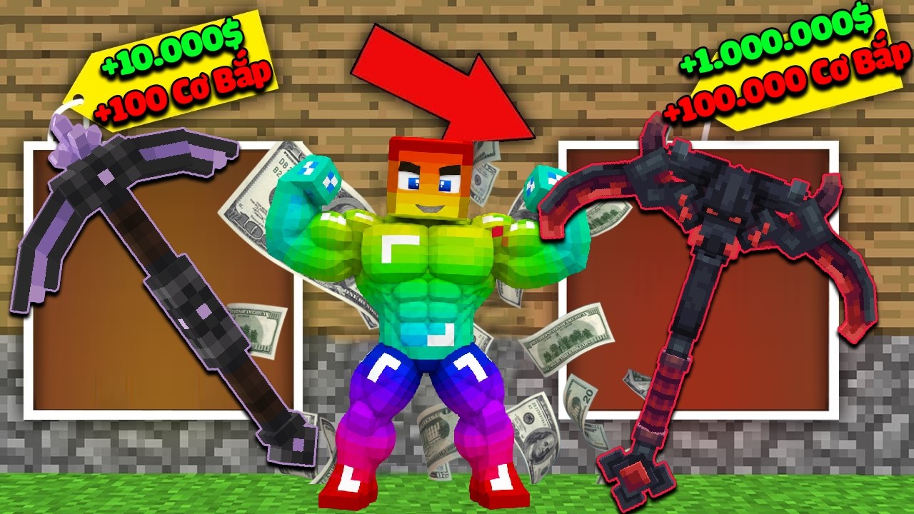 MINI GAME : CUỘC THI THỢ MỎ CƠ BẮP KHỎE NHẤT ** NOOB CƠ BẮP PHÁ HỦY KHU MINE TÌM BẢO VẬT VIP NHẤT