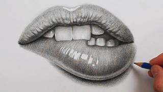 How to Draw Realistic Lips | Seductive Biting