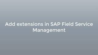 Workforce Management - How to add extensions in SAP Field Service Management
