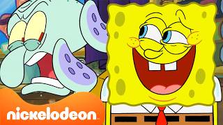 Bob Esponja | Os MELHORES momentos de Bob Esponja e Lula Molusco 🧽🦑 | 4 Horas | Nickelodeon