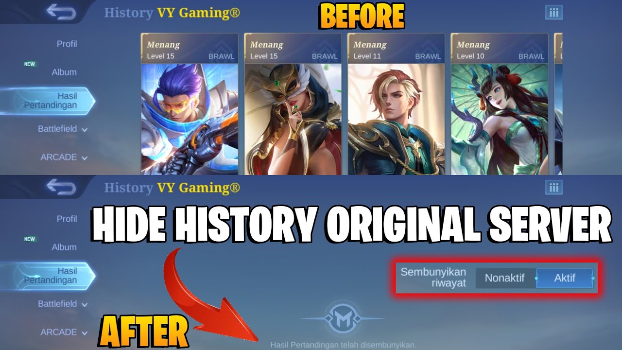 server game  New 2022  AKHIRNYA FITUR HIDE HISTORY HADIR DI ORIGINAL SERVER! BEGINI CARANYA! MOBILE LEGENDS