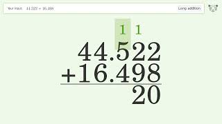 Long Addition Problem 44.522 16.498: Step-by-Step Video Solution | Tiger Algebra