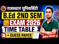 Rajasthan University B.Ed 2nd Semester Exam 2026 🔥 Time Table Released? | Guess Paper