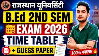 Rajasthan University B.Ed 2nd Semester Exam 2026 🔥 Time Table Released? | Guess Paper