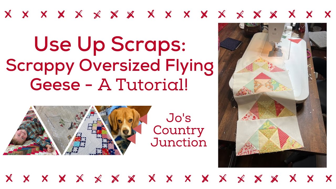 How to Use Scraps to Make an Oversized Flying Geese Quilt Block Using Fabric Scraps! Sew with Jo!