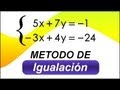 Metodo de igualacion. Sistemas de Ecuaciones de Primer Grado con 2 Variables