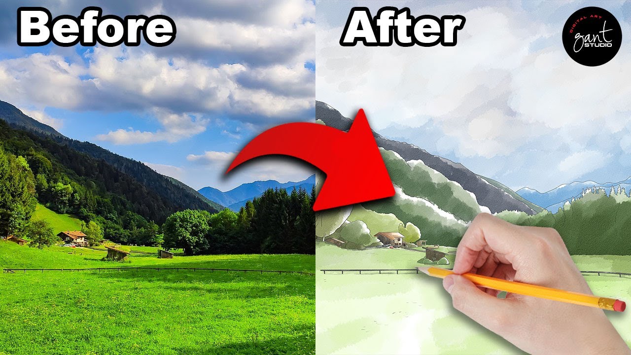 Water Color Portrait - recommended birthday gift for grandpa - Gantstudio - Custom Cartoon Portrait