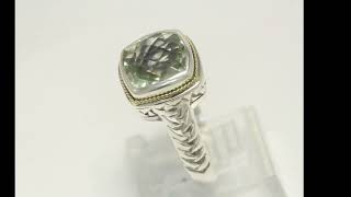 Effy Prasiolite Ring Approximately 3.9CT Sterling Silver and 18k Yellow Gold Sz7 - 35465