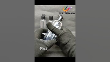 "100 ml Transparent Round Black Cap PET Material bottle With Black Flip top cap by M.C. Pipwala"