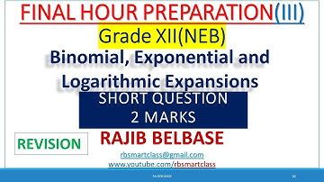 Binomial Expansions-Theorem ( Final Hour Preparation ) Part 1 || Grade 12 || RB Smart Class