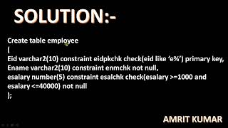 #14 CONSTRAINT IN ORACLE BY MR. AMRIT KUMAR