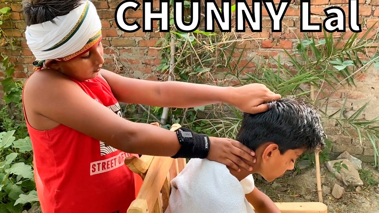 ASMR KID BARBER MASSAGE THERAPY IN INDIAN VILLAGE (asmr head, face, ear, hand)