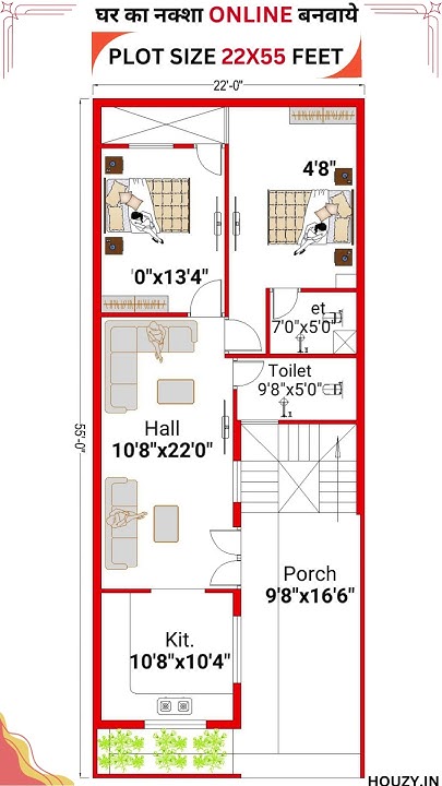 22x55-house-design-2-bedroom-plan-with-car-parking-houzy-youtube