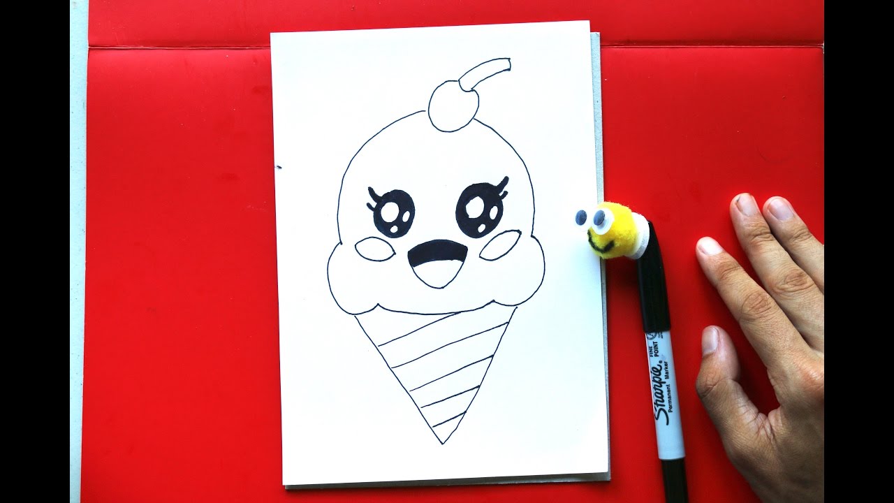 How to Draw Cute Ice Cream Cone Easy Things to Draw - YouTube