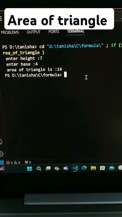 area of triangle in c programming language #shorts #short #c #cod # ...