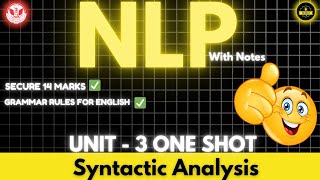 Syntactic Analysis in NLP | Unit 3 One Shot  | AIML - AL504 | RGPV Exam 🔥