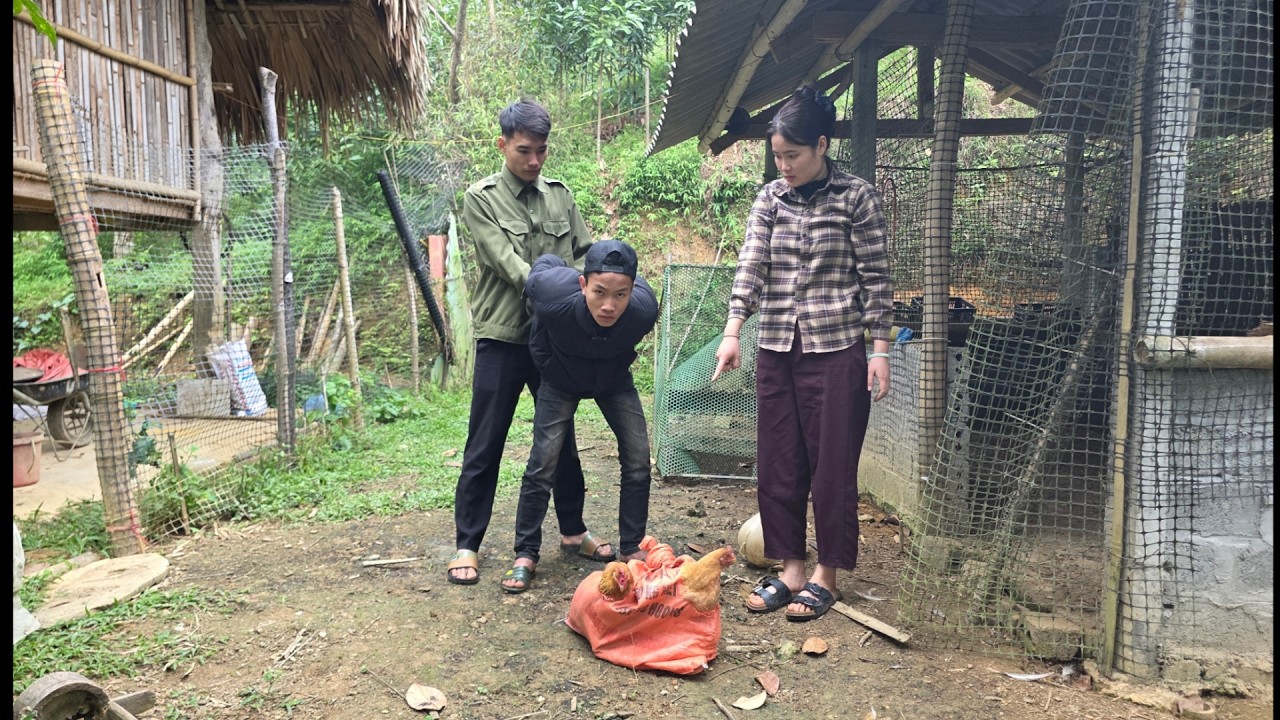 Police officer Thuan set a trap and caught the chicken thief.