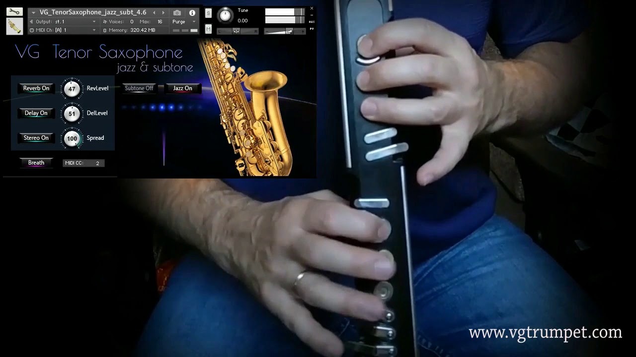 Tenor Saxophone Kontakt sample library and AKAI EWI4000s wind controller. Woodwind nki and wav