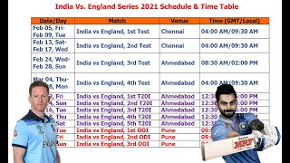 India Vs England Series 2021 Schedule Time Table Youtube