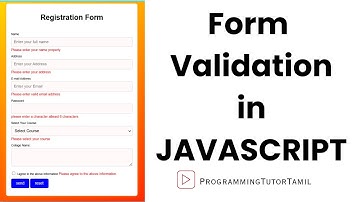 Registration Form Validation | HTML, CSS and JavaScript | ProgrammingTutorTamil