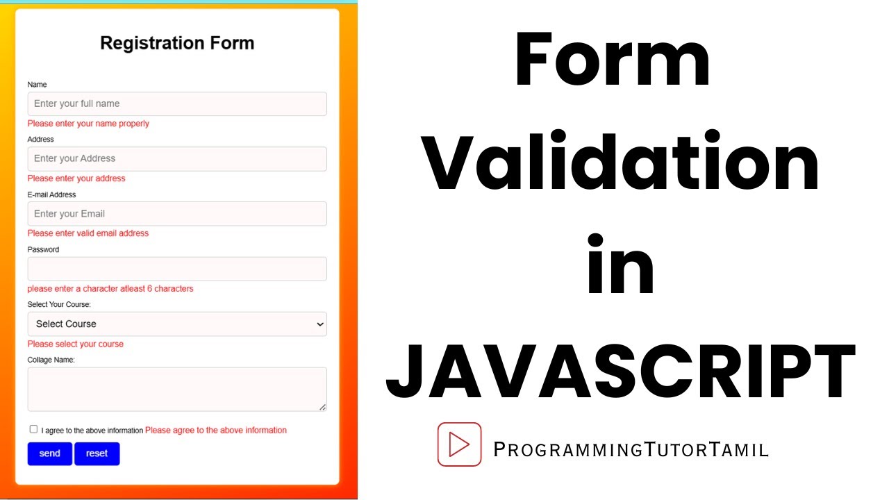 Registration Form Validation | HTML, CSS and JavaScript ...
