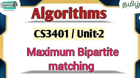 Maximum Bipartite matching in algorithms tamil||CS3401||Anna University reg-2021.#algorithms