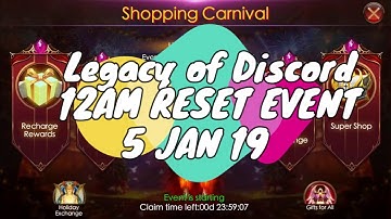Legacy of Discord - 5 Jan 2019 12AM Reset Event + Reaching 1.27B BR in China Server!