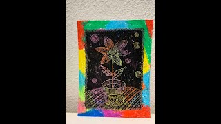 Oil Pastel Scratch Art  Spring Doodle