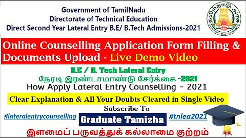 How to Apply B.E/B.Tech Lateral Entry Counselling 2021 Online Application&Documents Upload LiveDemo