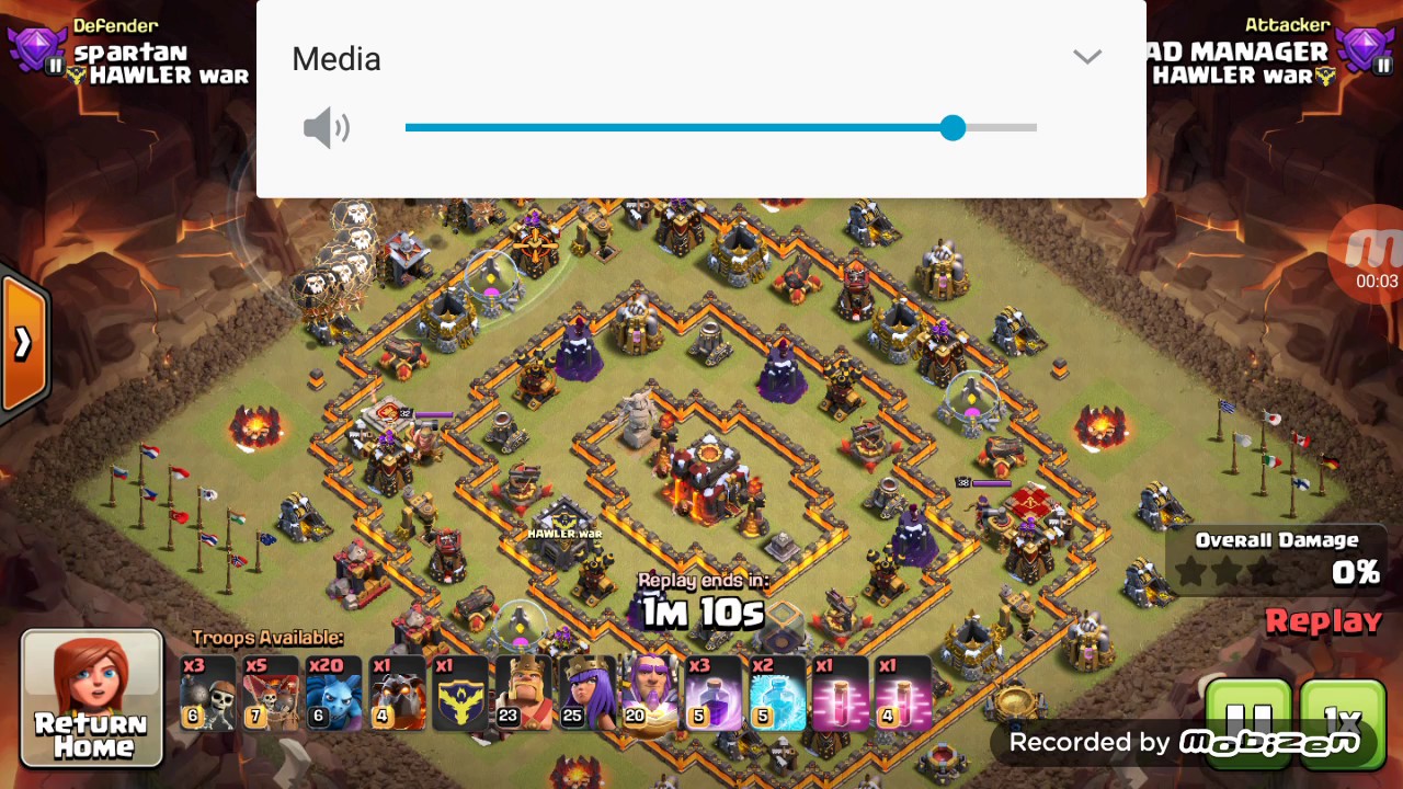 Clash of clans ballon lava 3 star th 10 max level ante 3 baesy