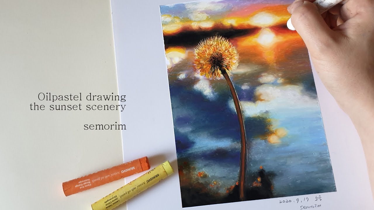 노을풍경 그리기 (Drawing the Sunset Scenery) [오일파스텔/Oil Pastel] / 풍경화 | 세모림 semorim