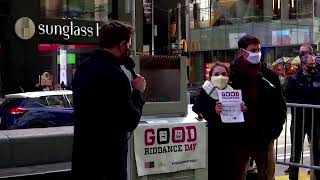 Good Riddance Day’ event in Times Square, New Yorkers