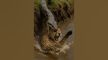 Will the cheetah manage to escape the snake’s grip? saved the leopard.