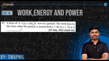 A force of F =(5y+20) j N acts on a particle. The work done by this force when the particle is moved