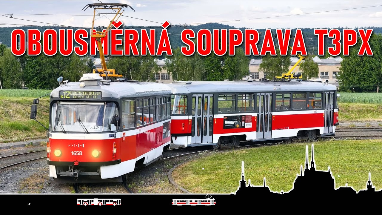 Nevšední souprava T3PX (prdelíksobě) na lince X12 🚋 Cab view tram Brno