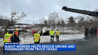 NJDOT worker helps rescue driver, passenger from truck crash in West Deptford, NJ