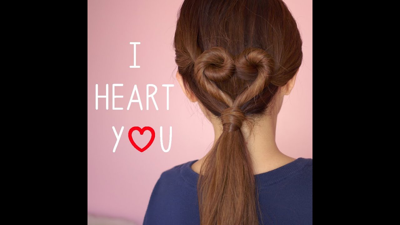 simple braid hairstyle heart tutorial. Hairstyle for long hair for  Valentine's Day. Hairstyle. Tutorial. Hair model Stock Photo - Alamy