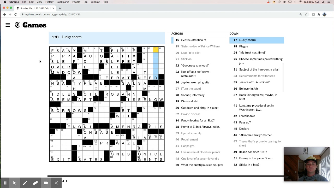 New York Times crossword puzzle live-solve - Sunday, March 21st